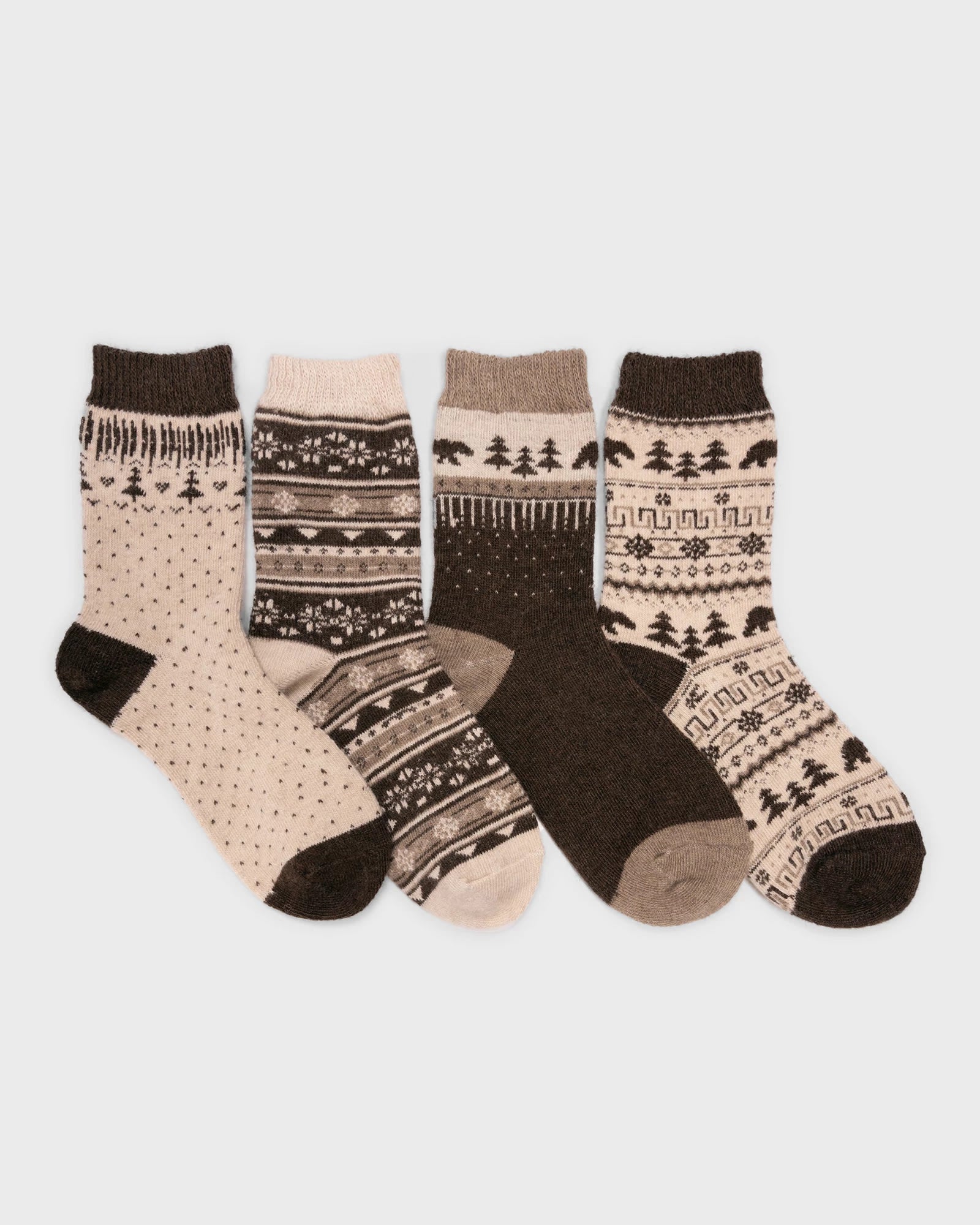 Brown/Ivory $|& MUK LUKS 4 Pack Boot Socks - VOF Detail