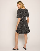 Black $|& Apricot Ruched Polka Dot Wrap Dress - SOF Back