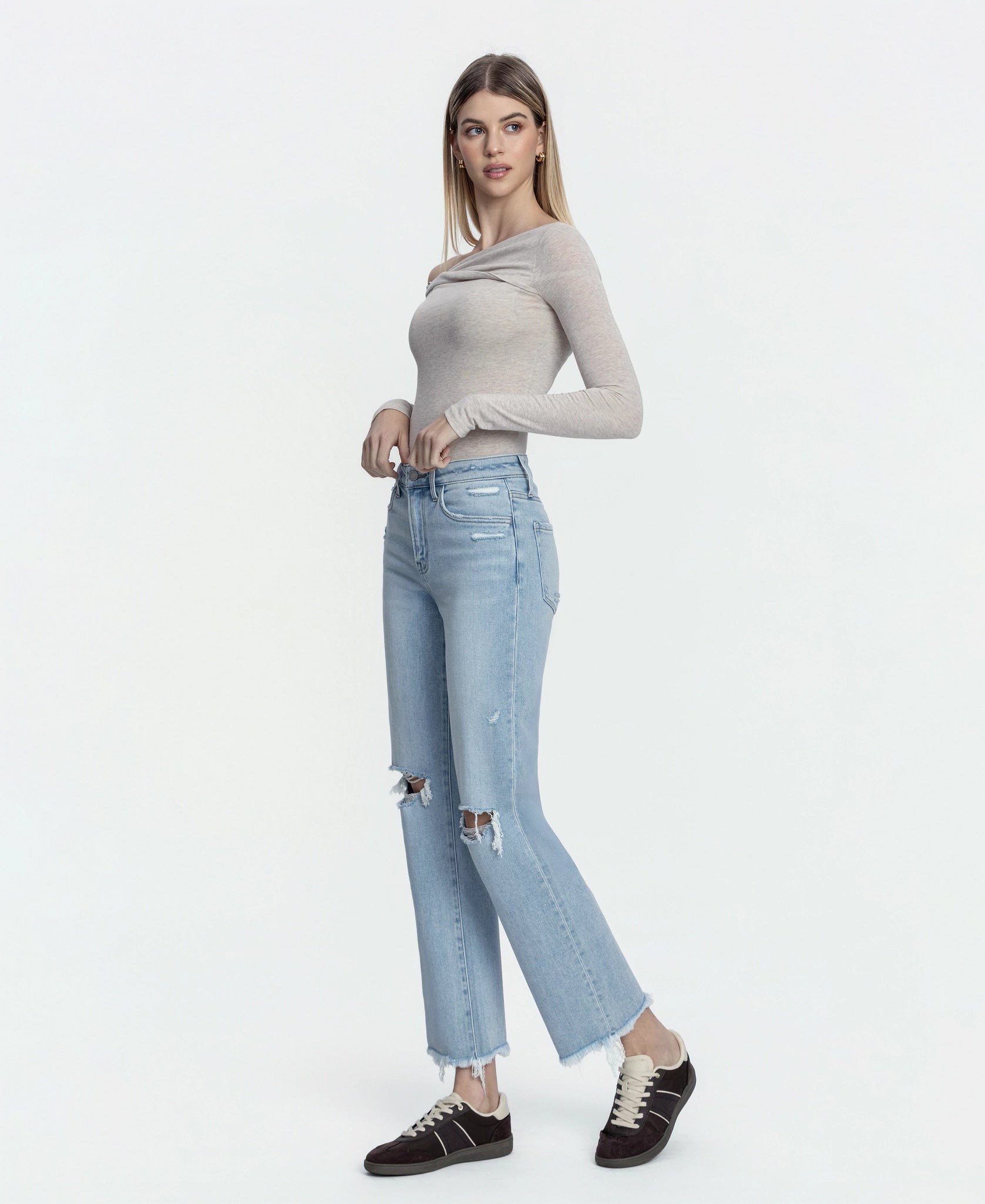 Electrostatic $|& Vervet Mid Rise Distressed Straight - Hanger Front