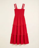 Red $|& Apricot Smocked Crochet Lace Tiered Dress - Hanger Detail