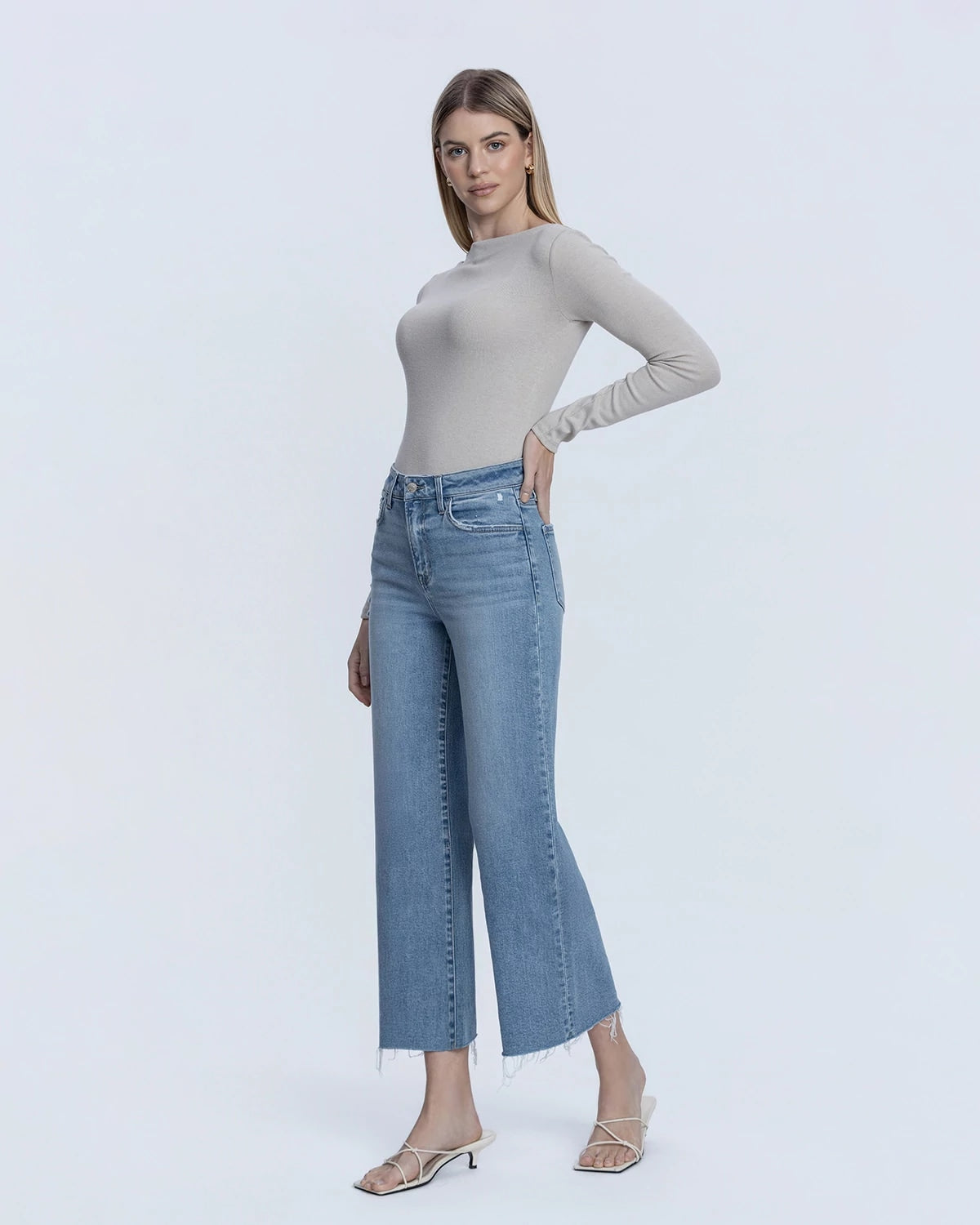 Astounding $|& Flying Monkey Jeans High Rise Crop Wide Leg Jeans - Hanger Front