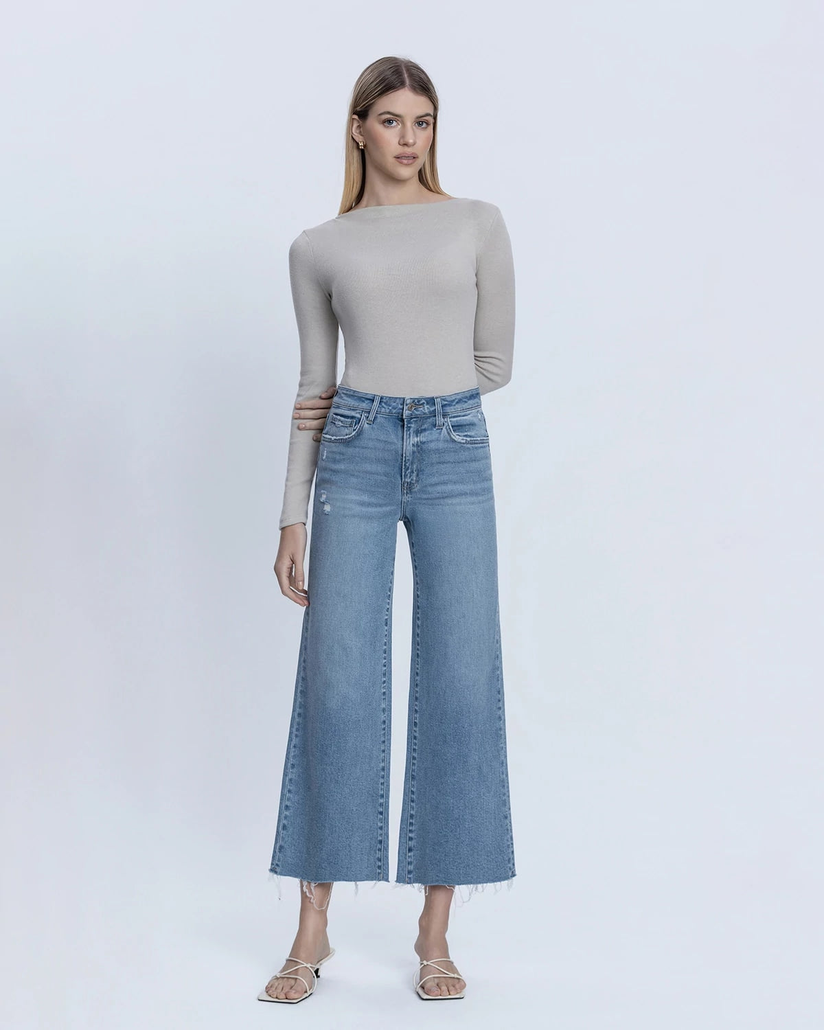Astounding $|& Flying Monkey Jeans High Rise Crop Wide Leg Jeans - VOF Detail