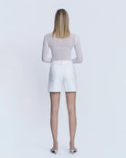 Optic White $|& Vervet High Rise Midi Shorts - Hanger Side