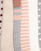 Oat/Salmon/Grey $|& MUK LUKS 6 Pack Dream Step Boot Socks - Hanger Back