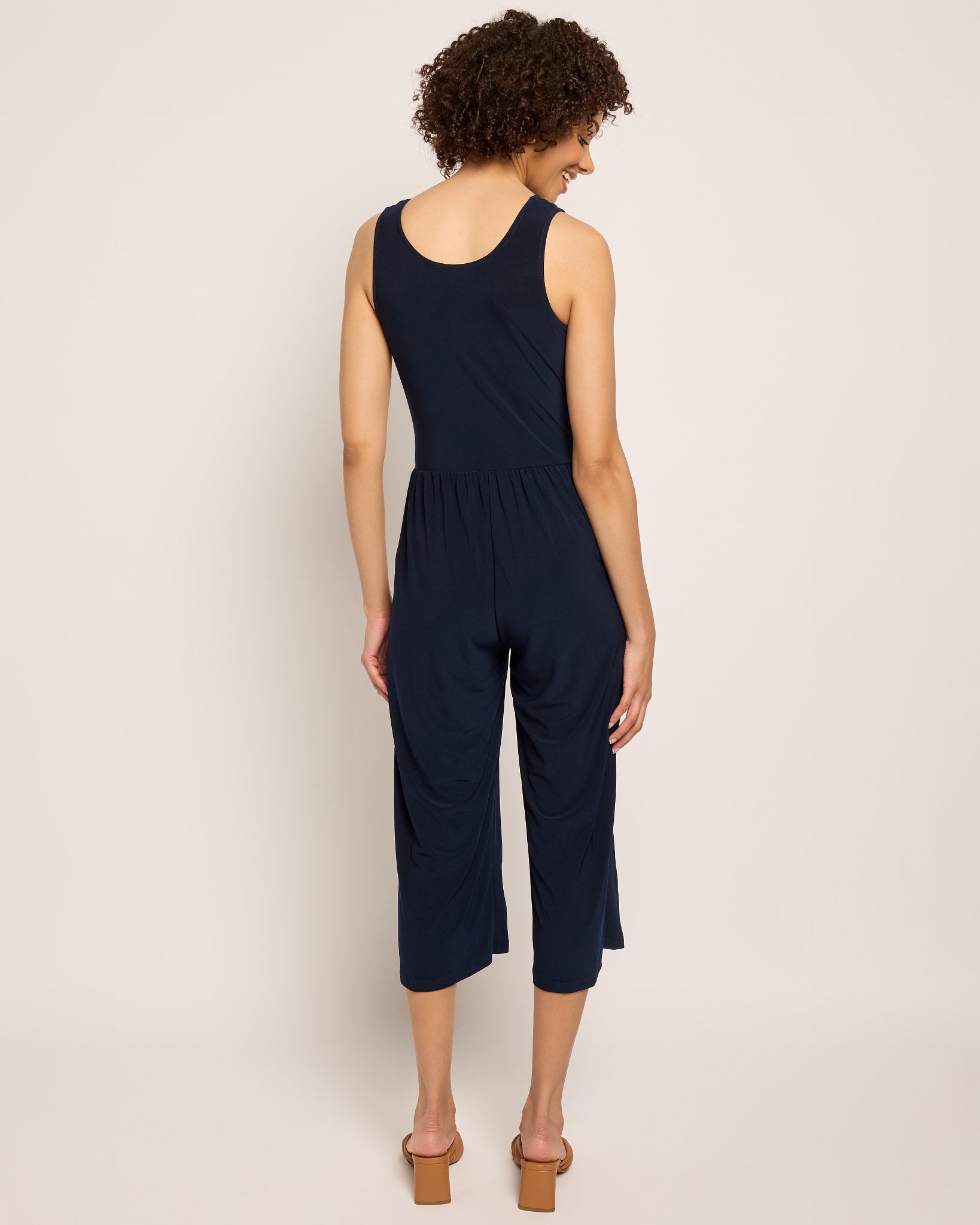 Navy $|& Gilli Crop Jumpsuit - SOF Back