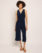Navy $|& Gilli Crop Jumpsuit - SOF Front