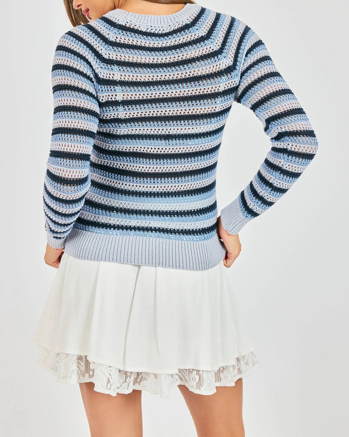 Blue Multi $|& Sadie & Sage Juliet Stripe Sweater - Hanger Side