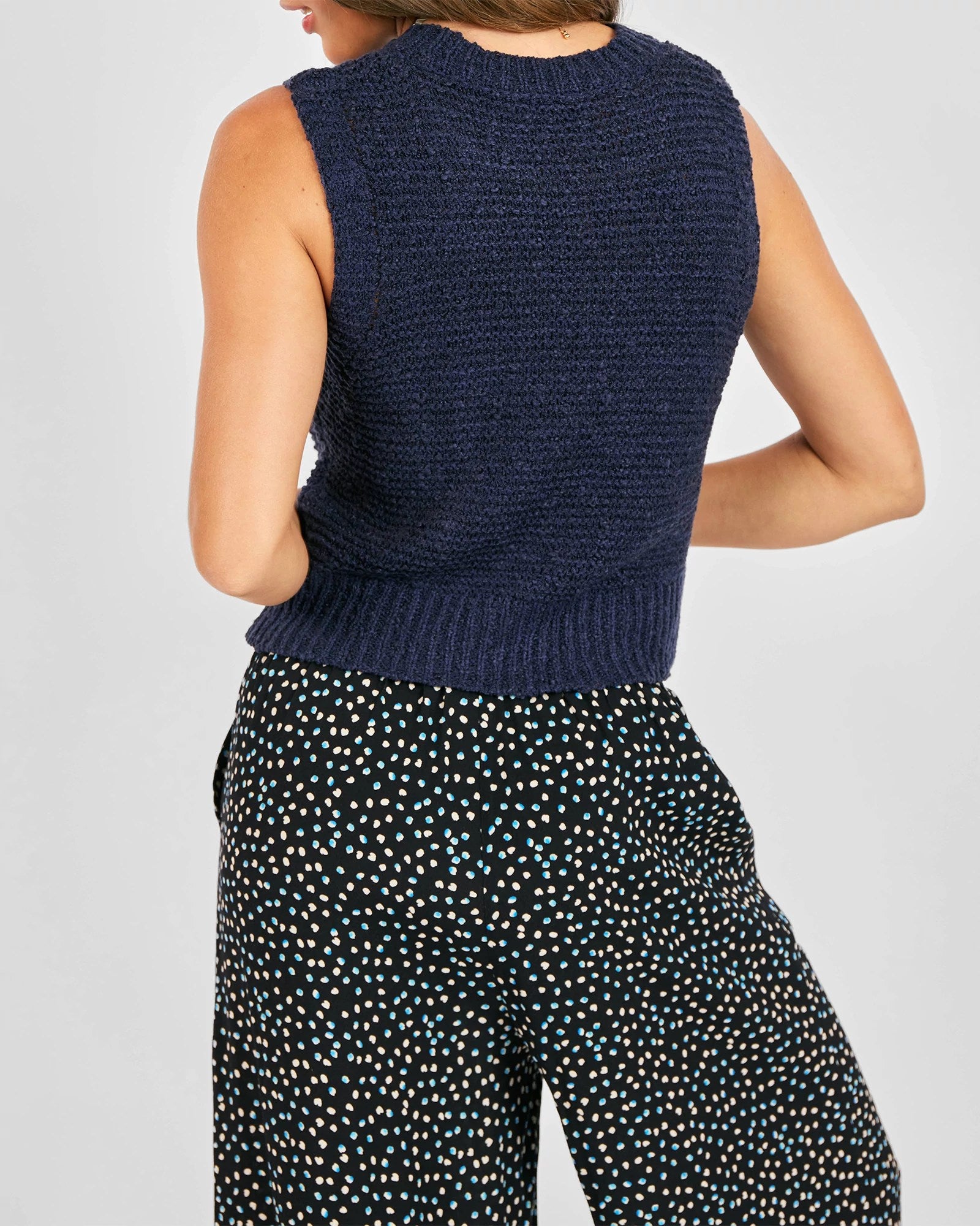 Navy $|& Sadie & Sage Tegan Sweater Vest - Hanger Side