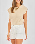 Light Oatmeal $|& Sadie & Sage Raindrops Cropped Sweater - Hanger Front