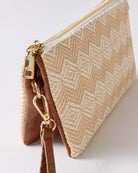 Beige $|& Jen & Co. Riley Woven Diamond Pattern Crossbody/Wristlet