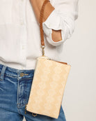 Beige $|& Jen & Co. Riley Woven Diamond Pattern Crossbody/Wristlet - SOF Full Front