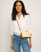 Beige $|& Jen & Co. Riley Woven Diamond Pattern Crossbody/Wristlet - SOF Front