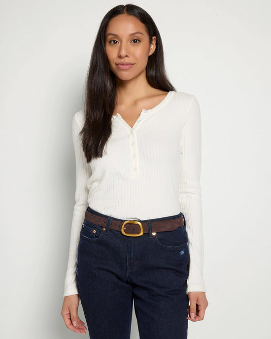 Chocolate $|& Most Wanted USA Asymmetrical Suede Leather Belt - SOF Front