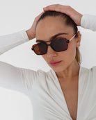 Caramel $|& INDY Ice Cube Sunglasses - VOF Detail