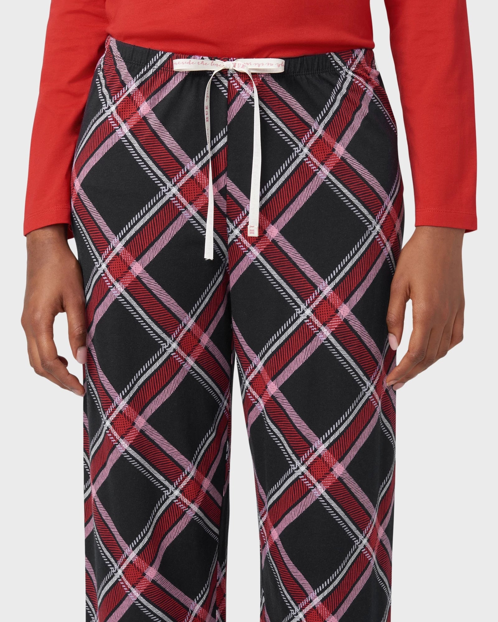 Black $|& HUE Perfect Plaid PJ Pant - Hanger Back