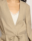 Tree House Melange $|& ICHI Estipo Tie Front Blazer - SOF Full Front
