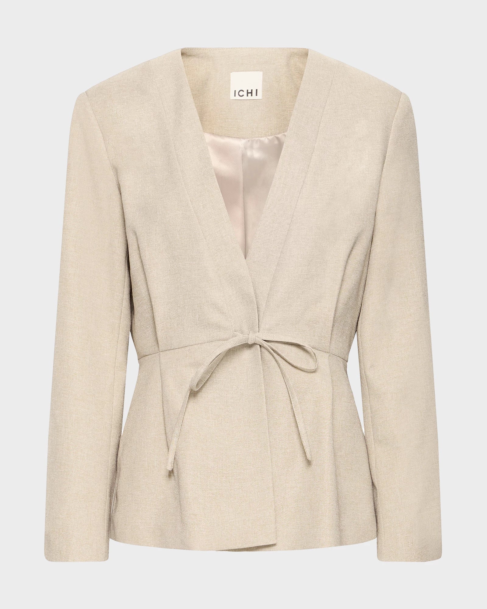 Tree House Melange $|& ICHI Estipo Tie Front Blazer - VOF Detail