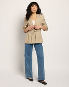 Tree House Melange $|& ICHI Estipo Tie Front Blazer - UGC On Fig