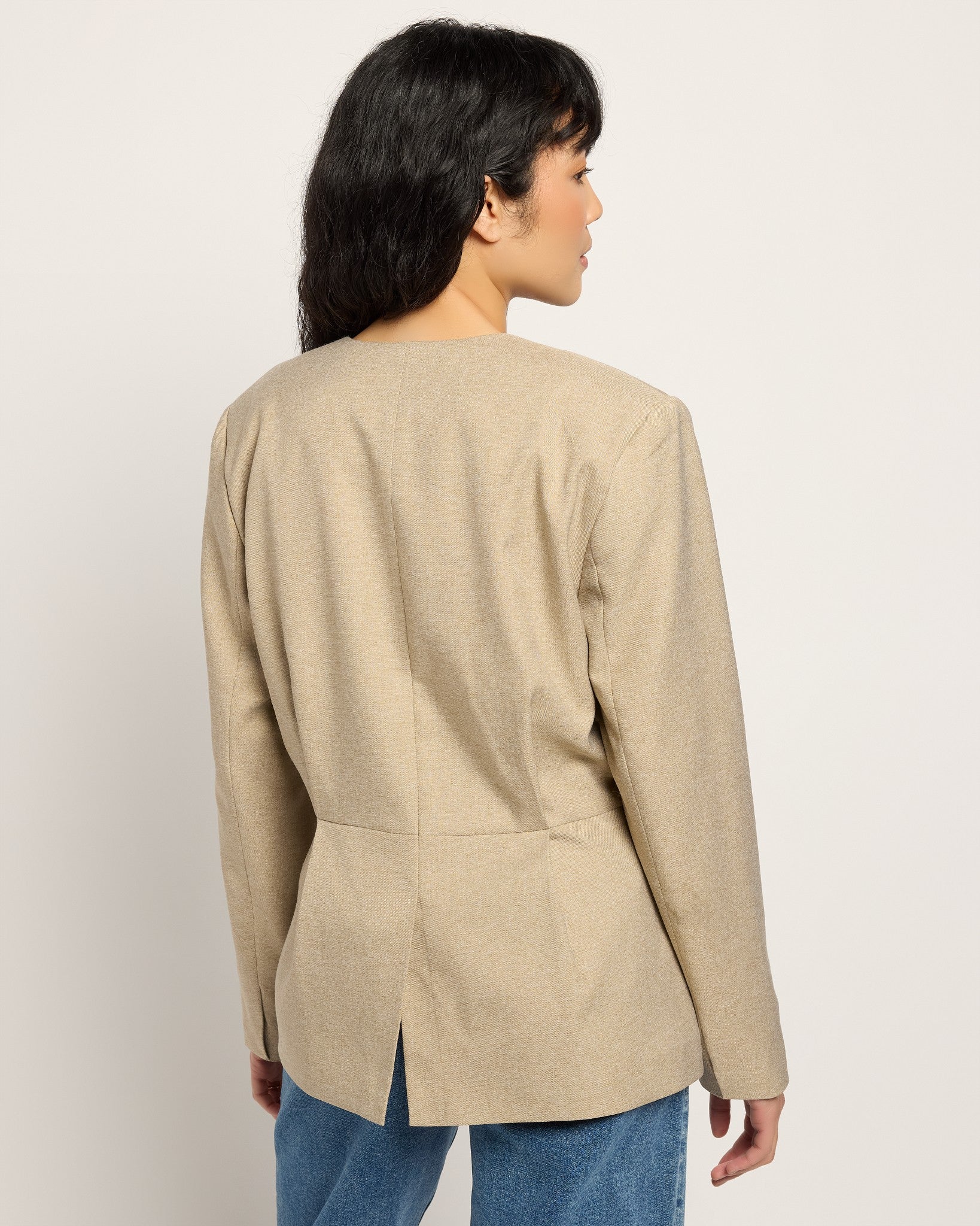 Tree House Melange $|& ICHI Estipo Tie Front Blazer - SOF Back