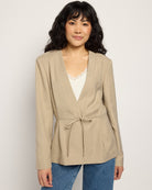 Tree House Melange $|& ICHI Estipo Tie Front Blazer - SOF Front