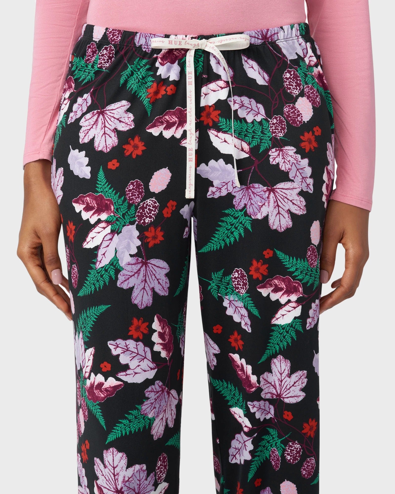 Black $|& HUE Wonderful Winter Floral PJ Pant - Hanger Back