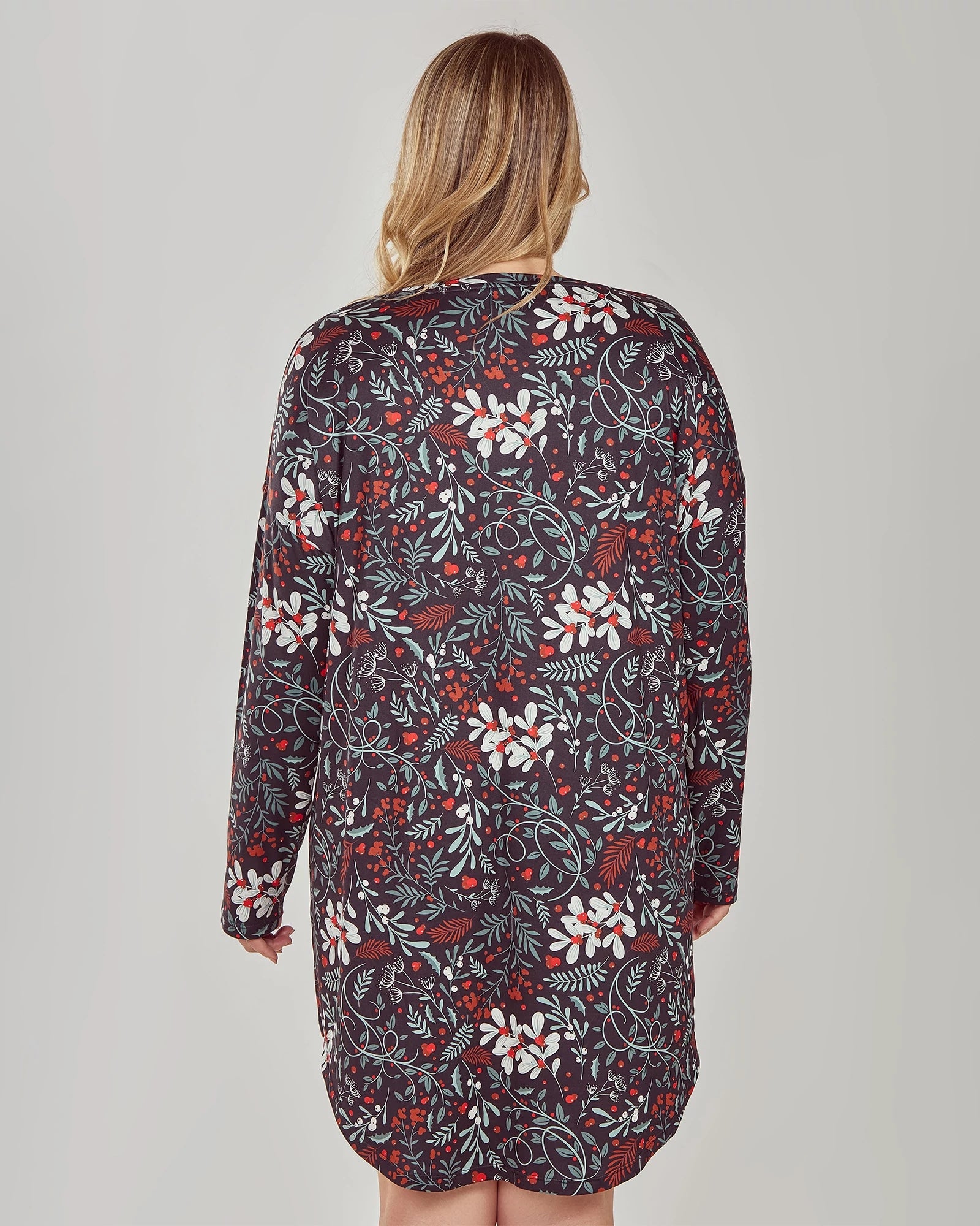 Black $|& i-Collection Holly Long Sleeve Sleepshirt - Hanger Side