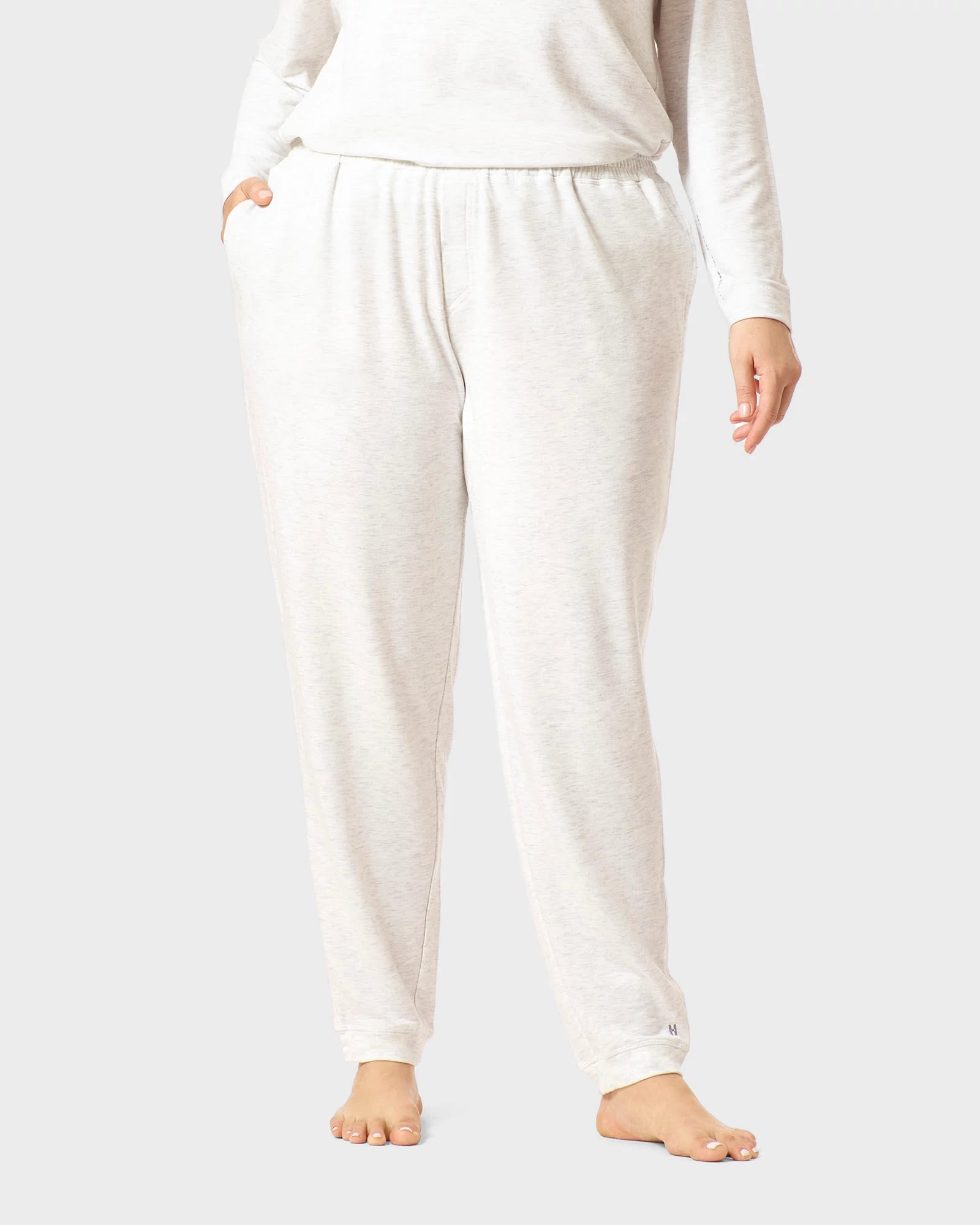 White Sand Heather $|& HUE Heather Basic Lounge Pant - VOF Detail