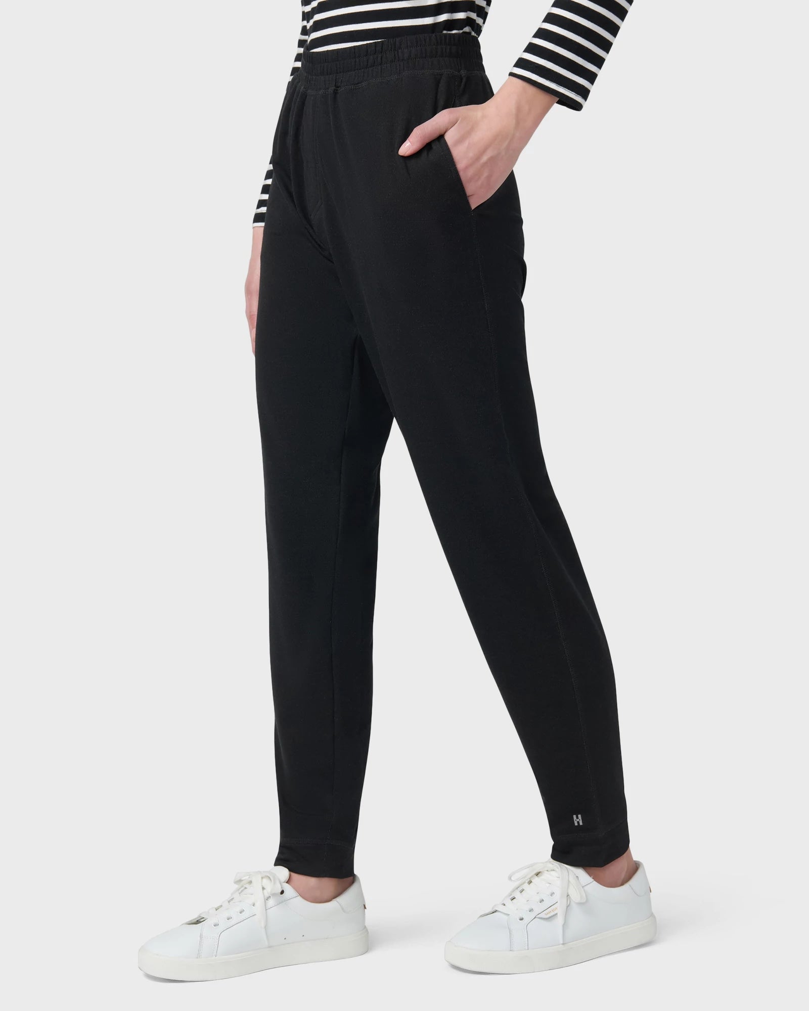 Black $|& HUE Solid Basics Lounge Pant - Hanger Front