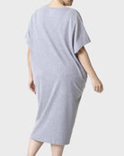 Medium Heather Grey $|& HUE Short Sleeve Lounge T-Shirt Daygown - Hanger Side