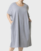 Medium Heather Grey $|& HUE Short Sleeve Lounge T-Shirt Daygown - VOF Detail