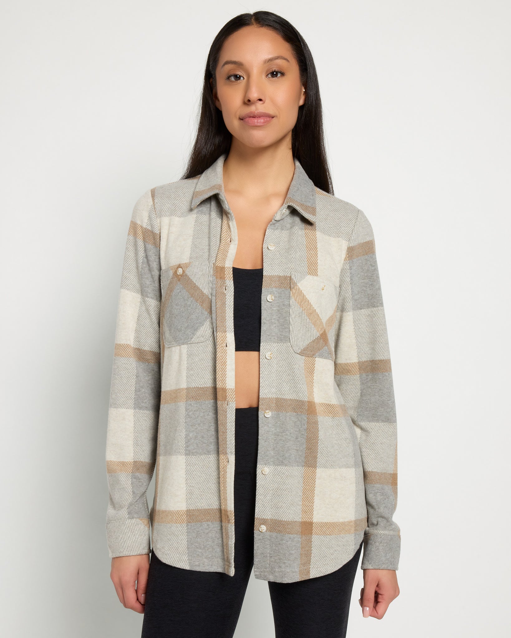 Grey Brown $|& Thread & Supply Lewis Plaid Shirt - SOF Front