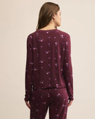 Merlot $|& Z Supply Lounge Bella Ditsy Long Sleeve Top - Hanger Side