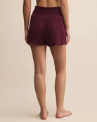 Merlot $|& Z Supply Dawn Smocked Ribbed Short - Hanger Side