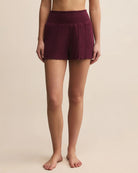 Merlot $|& Z Supply Dawn Smocked Ribbed Short - VOF Detail