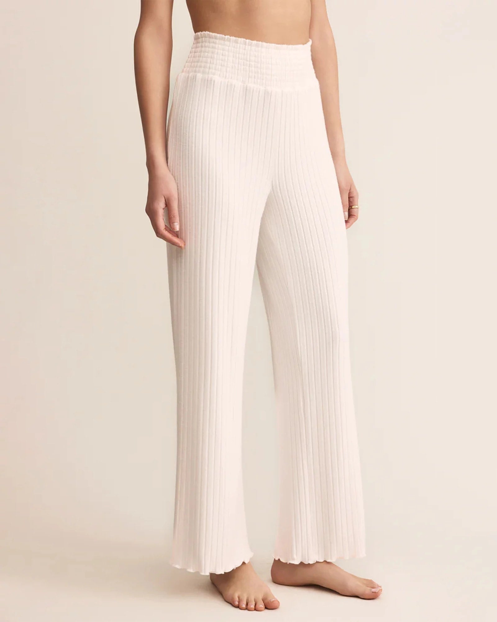 Vanilla Ice $|& Z Supply Lounge Dawn Smocked Ribbed Pant - Hanger Front