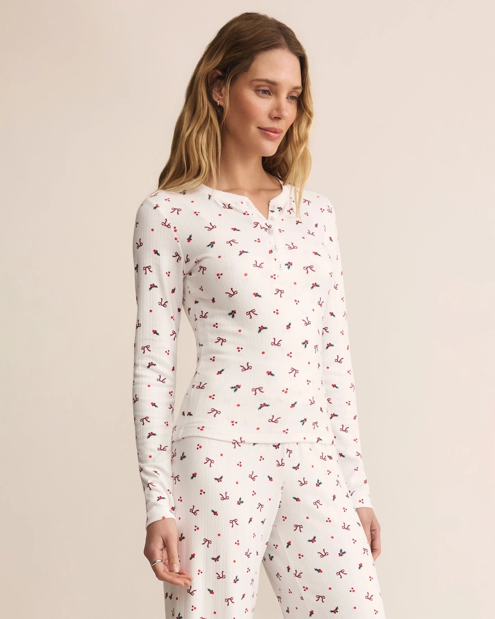 White $|& Z Supply Lounge Holly Long Sleeve Top - Hanger Front
