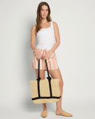 Black $|& Fame Accessories Twisted Rope Raffia Tote - SOF Front