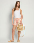 Khaki $|& Fame Accessories Woven Straw Crossbody Bag with Wooden Handles - SOF Front