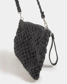 Black $|& Fame Accessories Convertible Crochet Crossbody/Clutch - Hanger Front