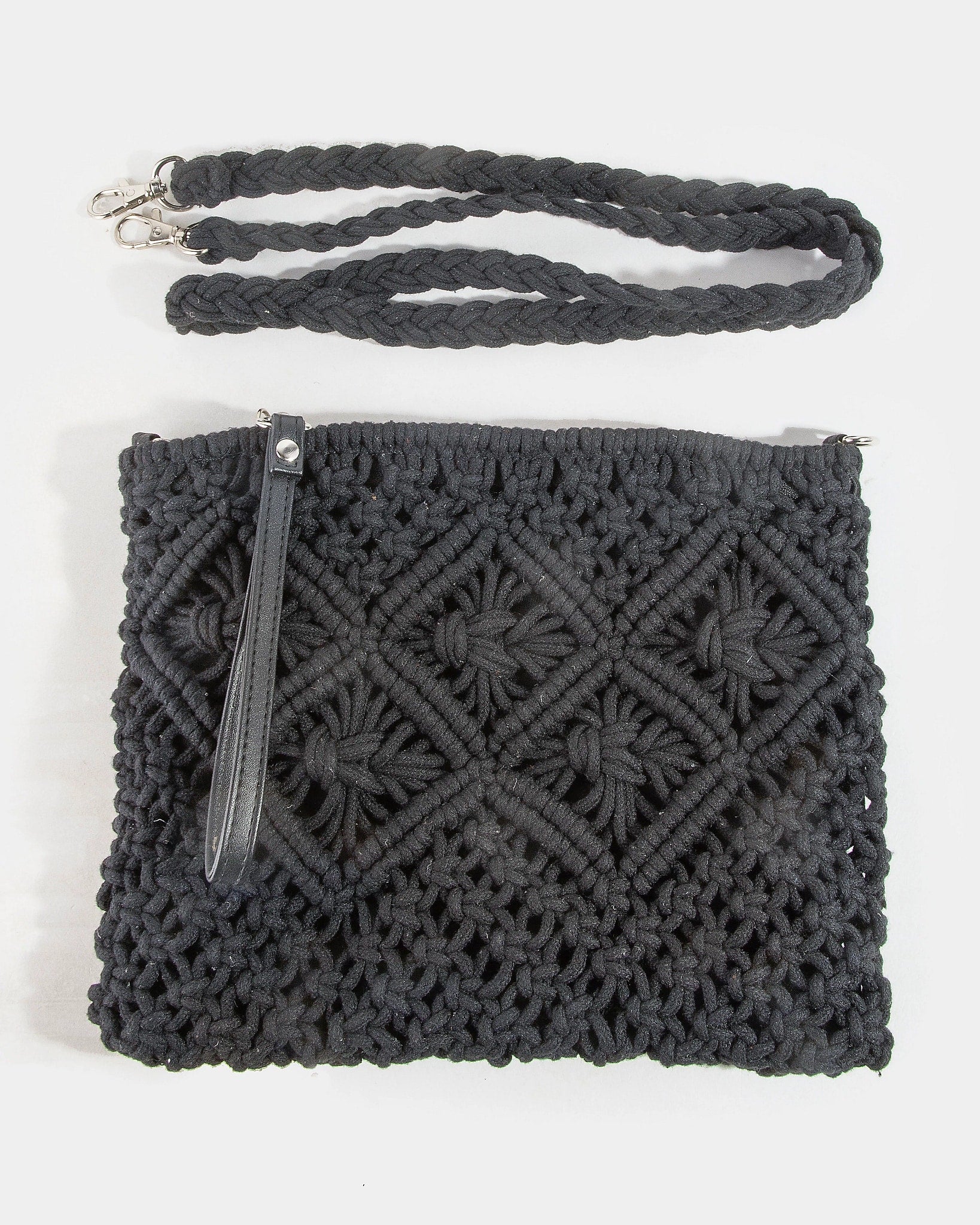 Black $|& Fame Accessories Convertible Crochet Crossbody/Clutch - VOF Detail
