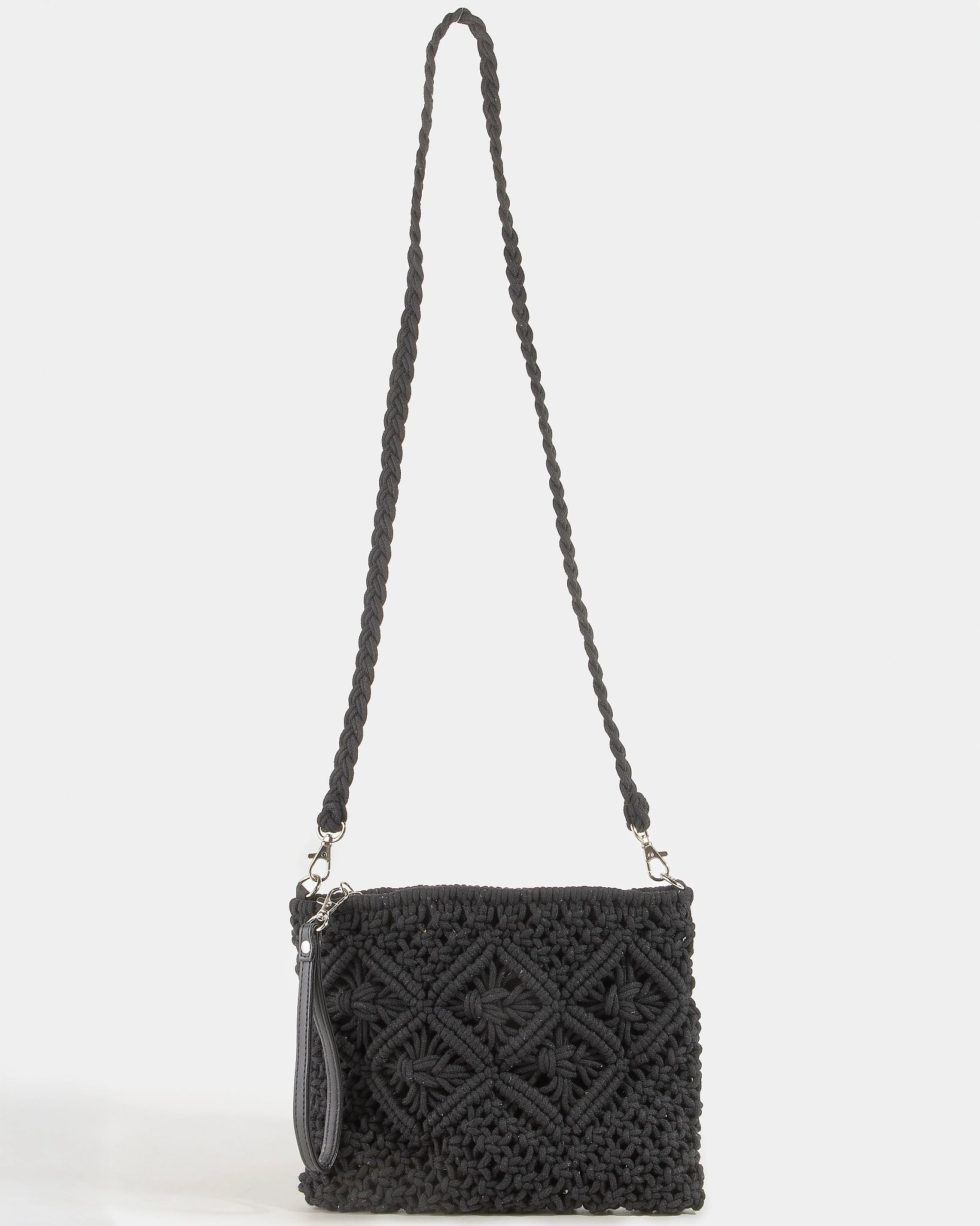 Black $|& Fame Accessories Convertible Crochet Crossbody/Clutch - VOF Detail