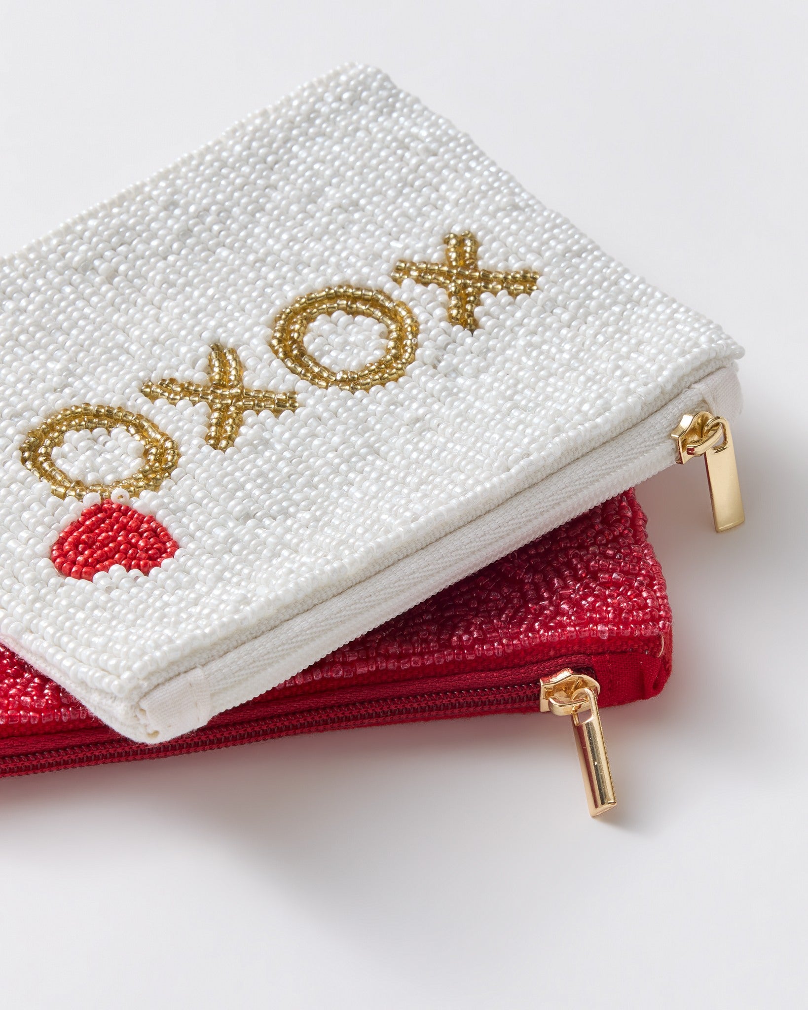 White/Red $|& Fame Accessories Beaded Coin Purse - Set of 2