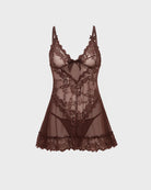 Puce $|& Oh La La Cheri Valentine Babydoll Set with G-String - Hanger Back