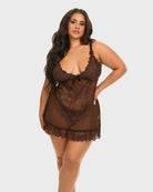 Puce $|& Oh La La Cheri Valentine Babydoll Set with G-String - VOF Detail