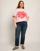 Pink $|& Baevely Happy Holidays Graphic Boyfriend Tee - UGC On Fig