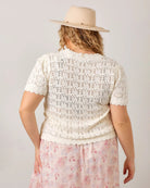 Cream $|& Polagram Crochet Sweater Tee - Hanger Side