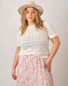 Cream $|& Polagram Crochet Sweater Tee - VOF Detail