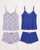 Light Blue Floral Embroidery $|& flora Stacy 4 Piece Set - Hanger Back