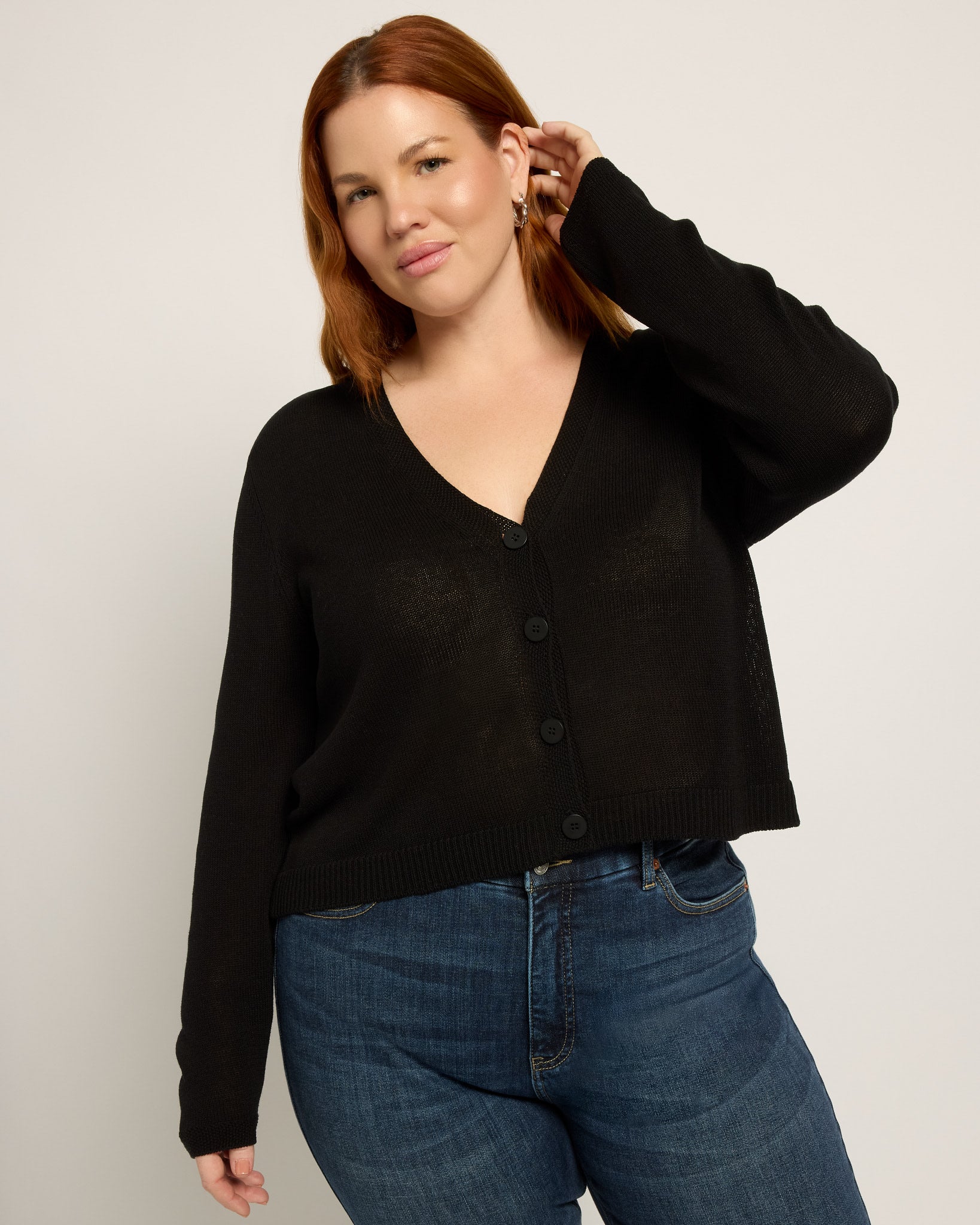 Black $|& Max Studio Linen Blend Sweater - SOF Front