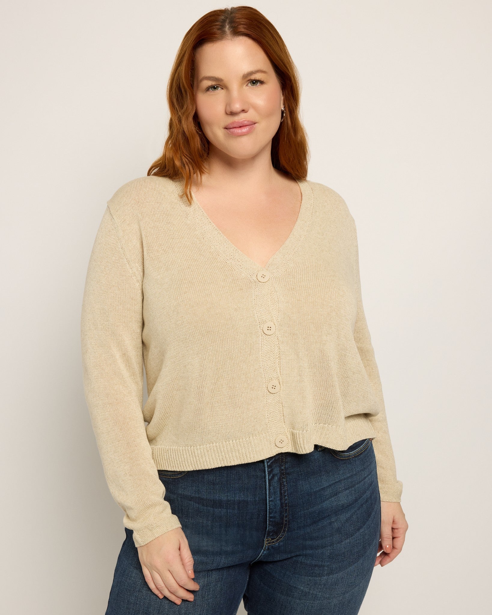 Oyster $|& Max Studio Linen Blend Sweater - SOF Front